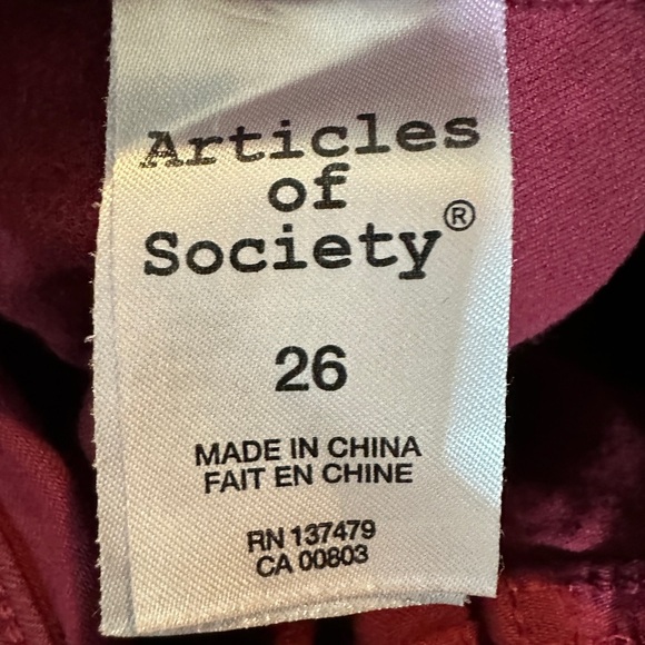 Articles of Society Sarah Skinny Jeans Size 26 red stretch jeans cotton viscose - Picture 4 of 7